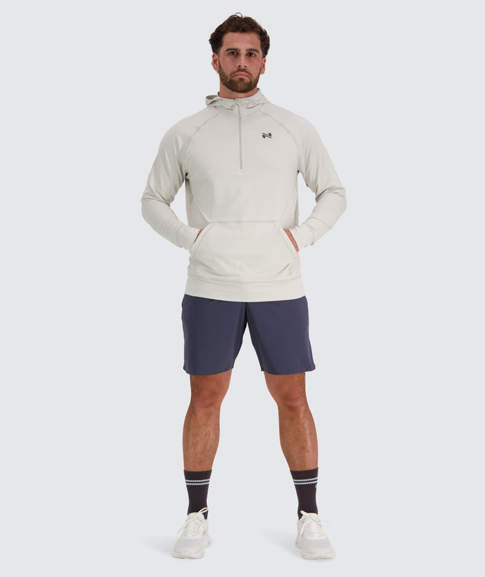 Men's hoodie for training, Model 179 cm / size M#color_fog